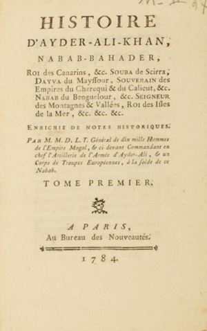 India - Maistre de La Tour  - Histoire d’Ayder-Ali-Khan Nabab-Bahader roi des Canarins.