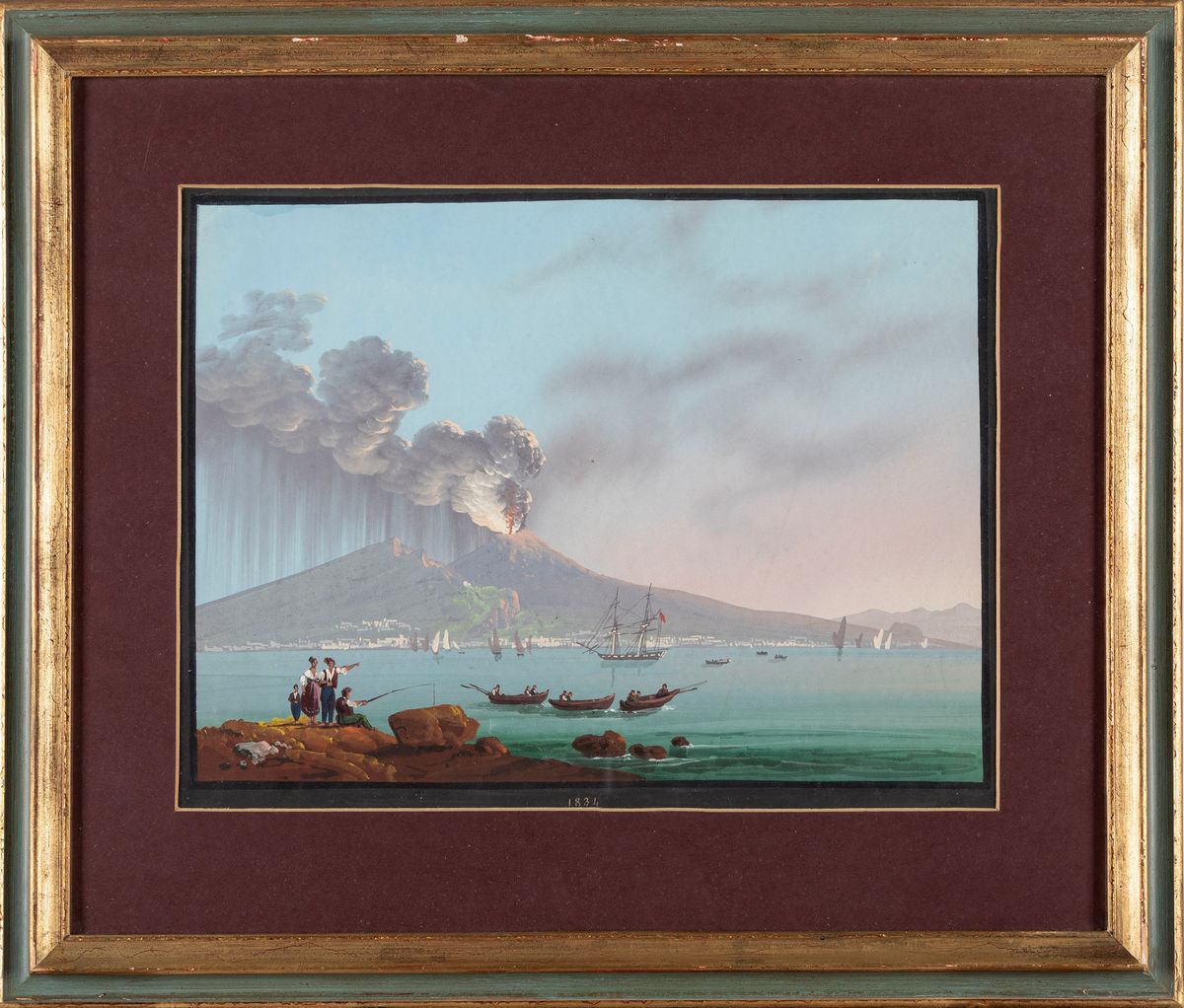 Scuola Napoletana del XIX Secolo - L'eruzione del Vesuvio del 1834