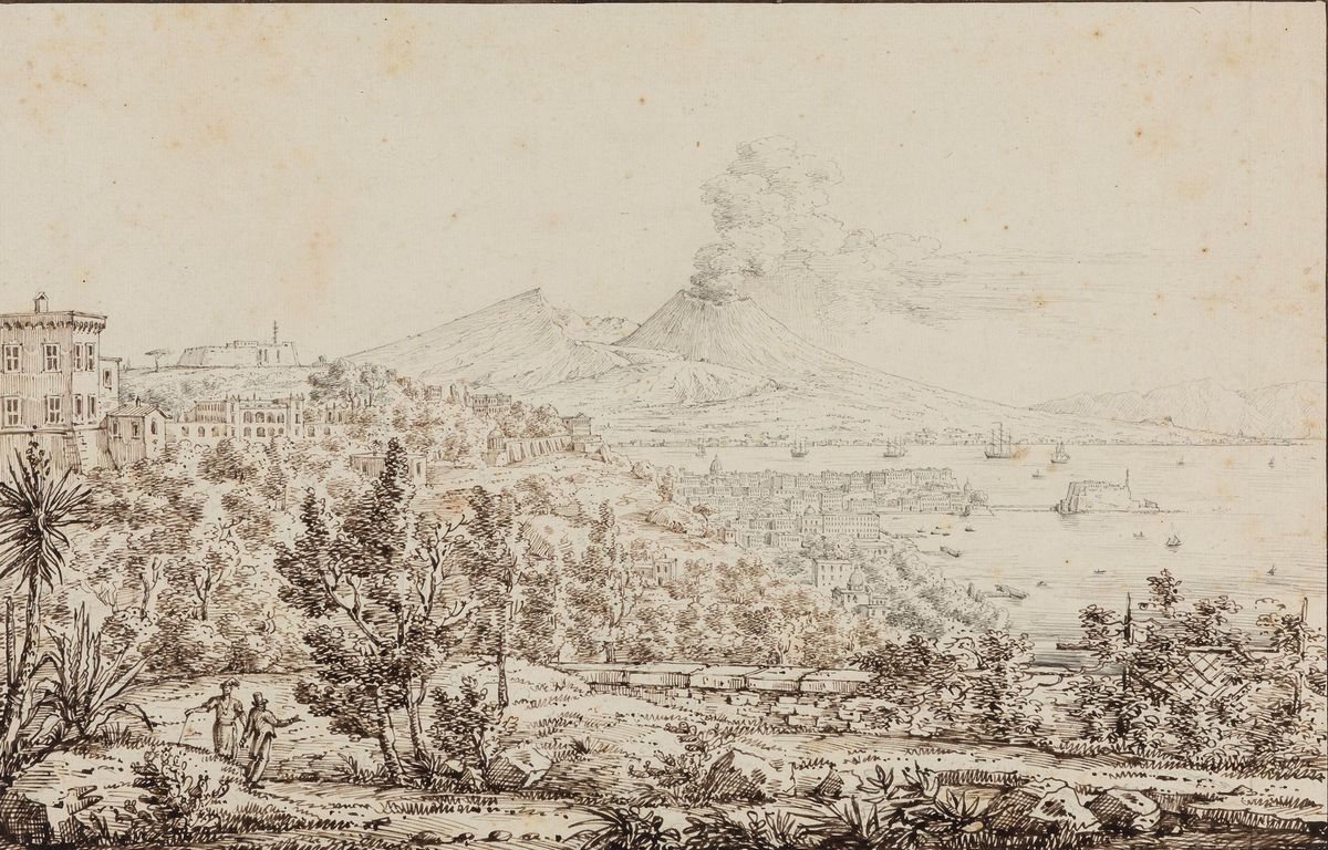 Antonio Senape - Coppia di Vedute con la Baia di Napoli