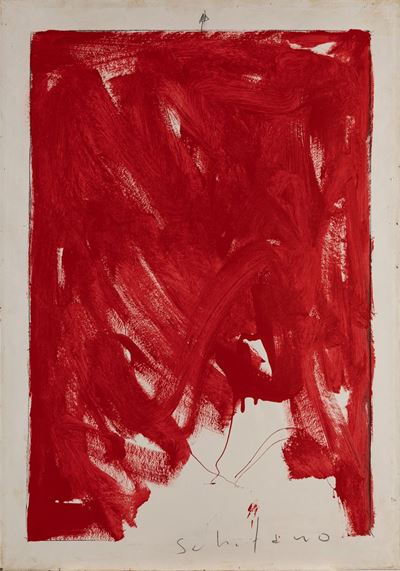 Senza titolo (Rosso), smalto e grafite su carta intelata