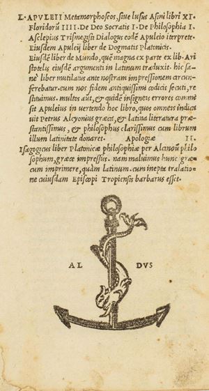 Apuleio  - Metamorphoseos, siue lusus asini libri XI ... Alcinoi philosophi ad Platonis dogmata introductio