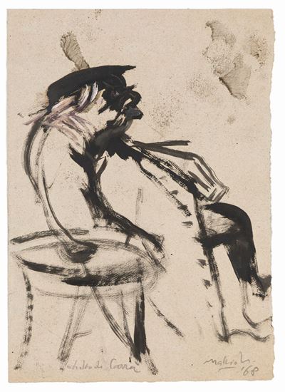 Ritratto di Carrà, olio su carta