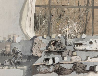 Senza titolo, tecnica mista su carta applicata su panforte, 1966