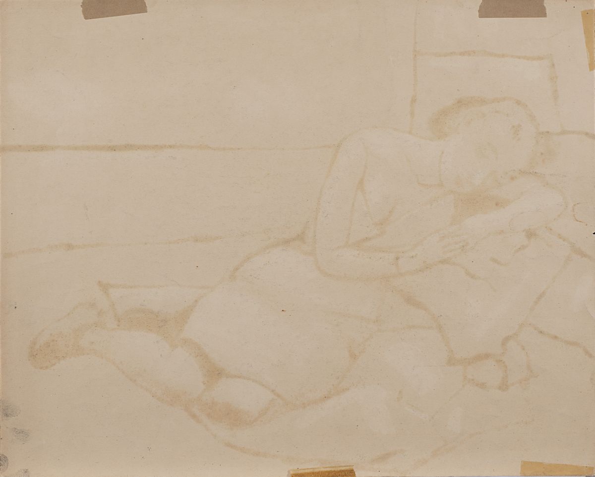Felice Casorati - Dormiente - tempera, inchiostro e carboncino su carta