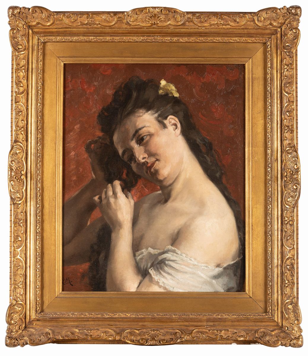 Attribuito a Cesare Maccari (siena 1840 - Roma 1919) - Allo Specchio