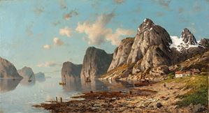 Attribuito a Normann Adelsteen (Bodin 1848 - Oslo 1918) - Norwegian fjord