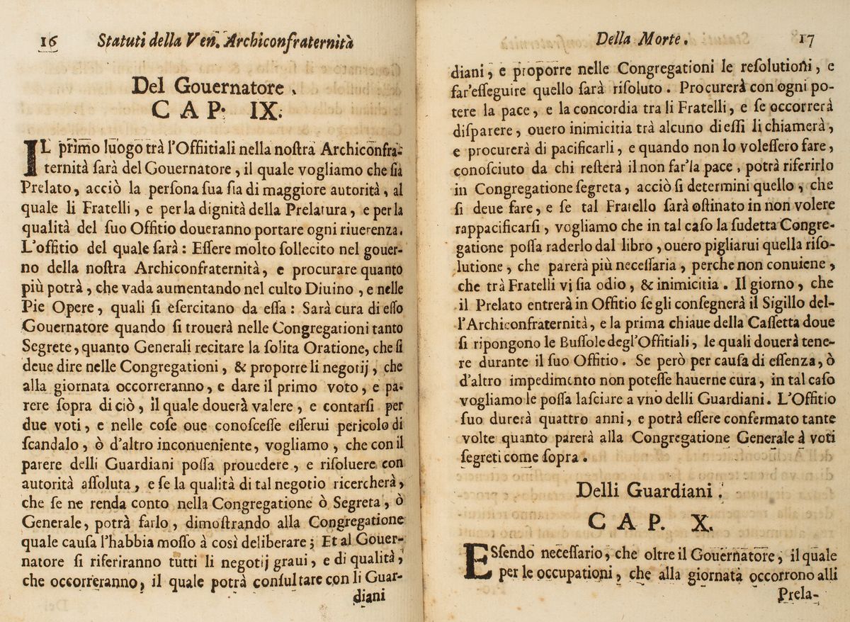 Statuti della Ven. Archiconfraternita della Morte, & Oratione