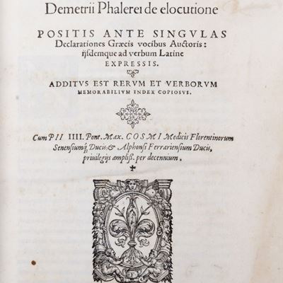 Commentarii in Librum Demetri Phalerei De Elocutione Positis Ante Singulas Declarationes Graecis ...