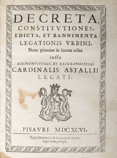 Decreta, Constitutiones, Edicta, Er Bannimenta Legationis Urbini