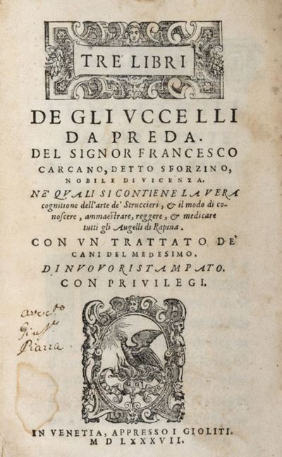 Tre Libri De gli Uccelli da Preda...ne' Quali Si Contiene la Vera Cognitione Dell'arte De' Strucc...