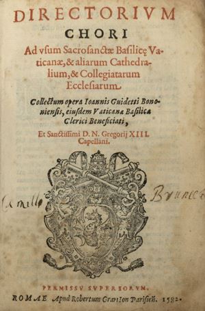Musica - Directorium Chori ad usum Sacrosanctae Basilice Vaticanae […] 