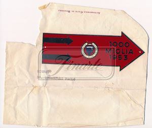 Freccia smaltata da cruscotto della 1000 Miglia 1953