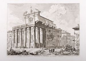 Veduta del Tempio di Antonino e Faustina in Campo Vaccino