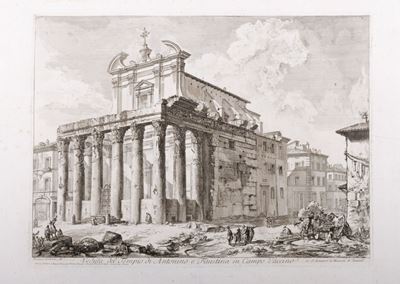 Veduta del Tempio di Antonino e Faustina in Campo Vaccino
