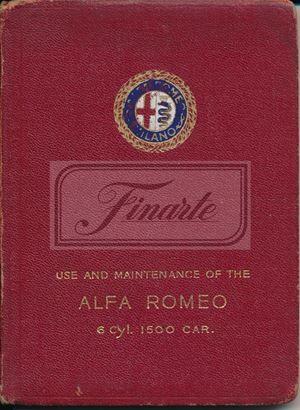 Use and maintenance of the Alfa Romeo 6 cyl. 1500 cc