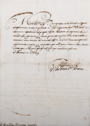 Cosimo III de' Medici - Lettera sottoscritta