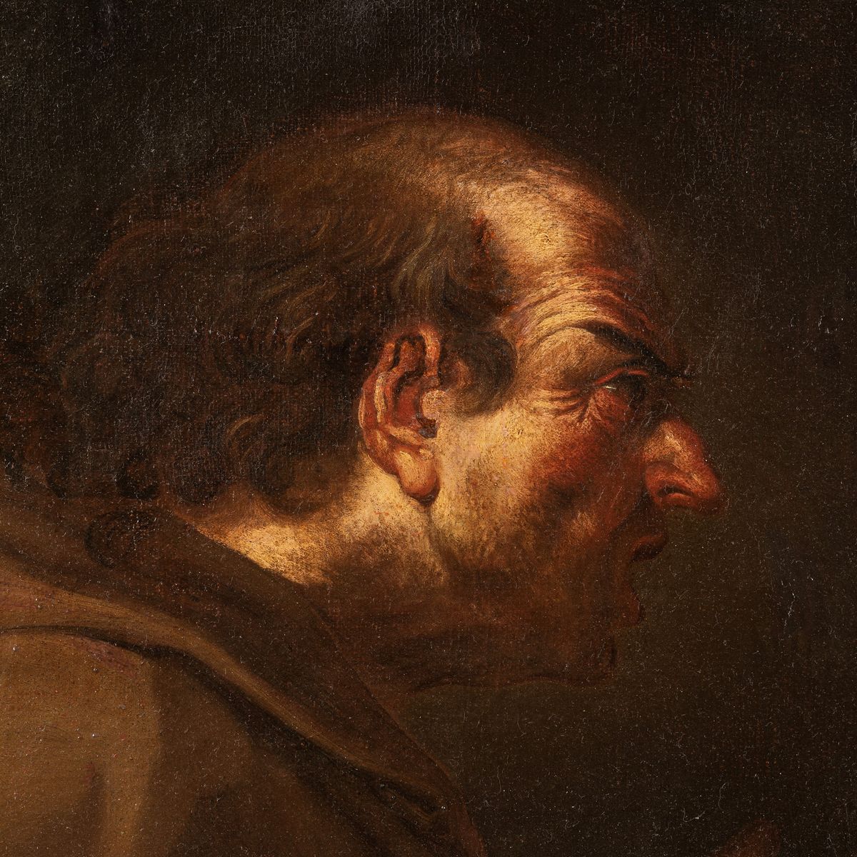 Scuola Napoletana, Secolo XVII - Figura Virile di Profilo