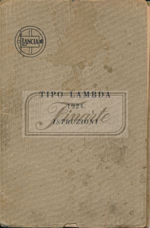 Istruzioni per la manutenzione delle vettura Lancia Lambda 1924