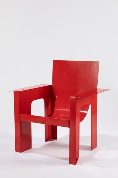 Poltroncina in metallo verniciato rosso, Alias Design, 1984
