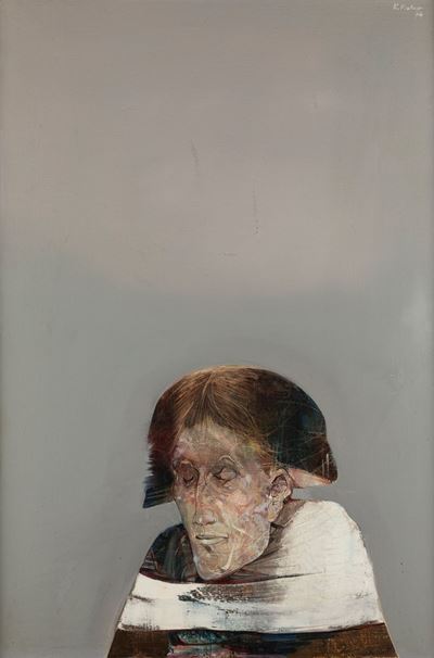 Testa di donna, olio su tela