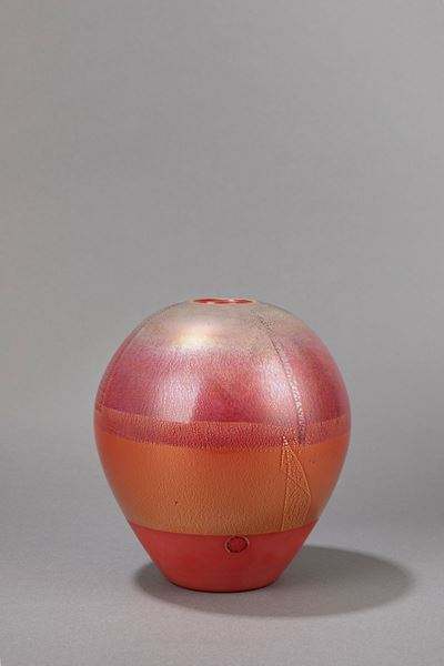 Vaso in vetro soffiato decorato a foglia d’oro