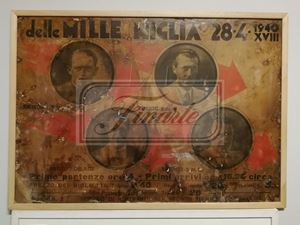 Manifesto montato su legno del 1&#176; Gran Premio delle Mille Miglia del 1940. 