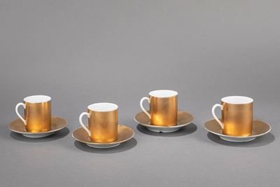 Set di tazzine e piattini "Grande Antico", ceramica serigrafata, 1960 ca.