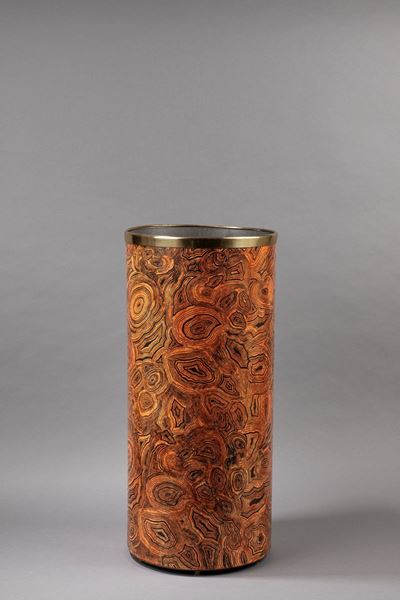 Portombrelli in malachite rossa con base in metallo serigrafato e ottone