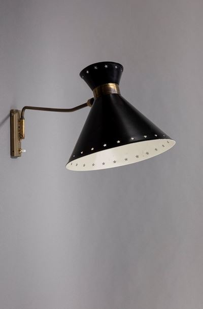 Lampada da muro in alluminio verniciato e ottone