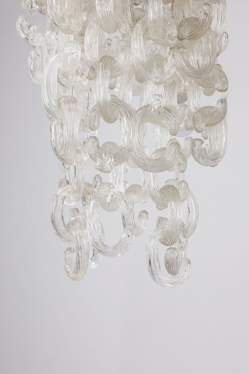 Fratelli Toso - Lampadario, vetro di Murano e struttura in metallo, 1970 ca.