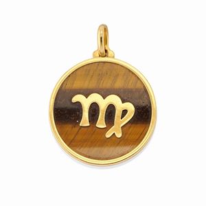  - Pendente in oro giallo 18k e occhio di tigre