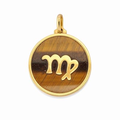 Pendente in Oro Giallo 18k e Occhio di Tigre