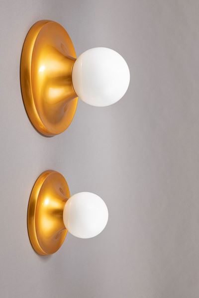 Lightball, lampade da parete in metallo e vetro, 1975