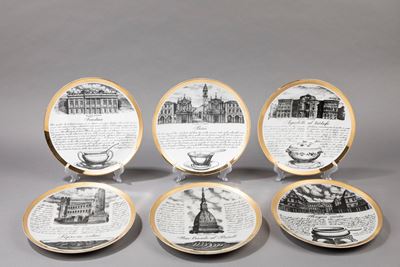 Specialità Torinesi, sei piatti in ceramica decorata