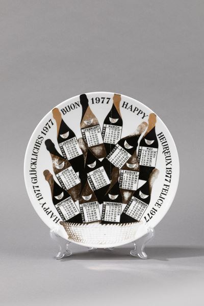 Piatto calendario, ceramica, diametro 24 cm, 1977