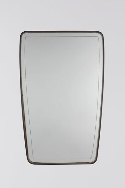 Specchio in ottone e cristallo argentato, circa 1950