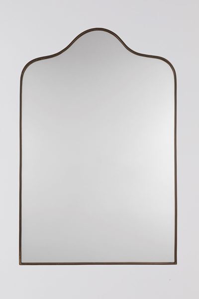 Specchio, rettangolare con cornice in ottone e cristallo argentato