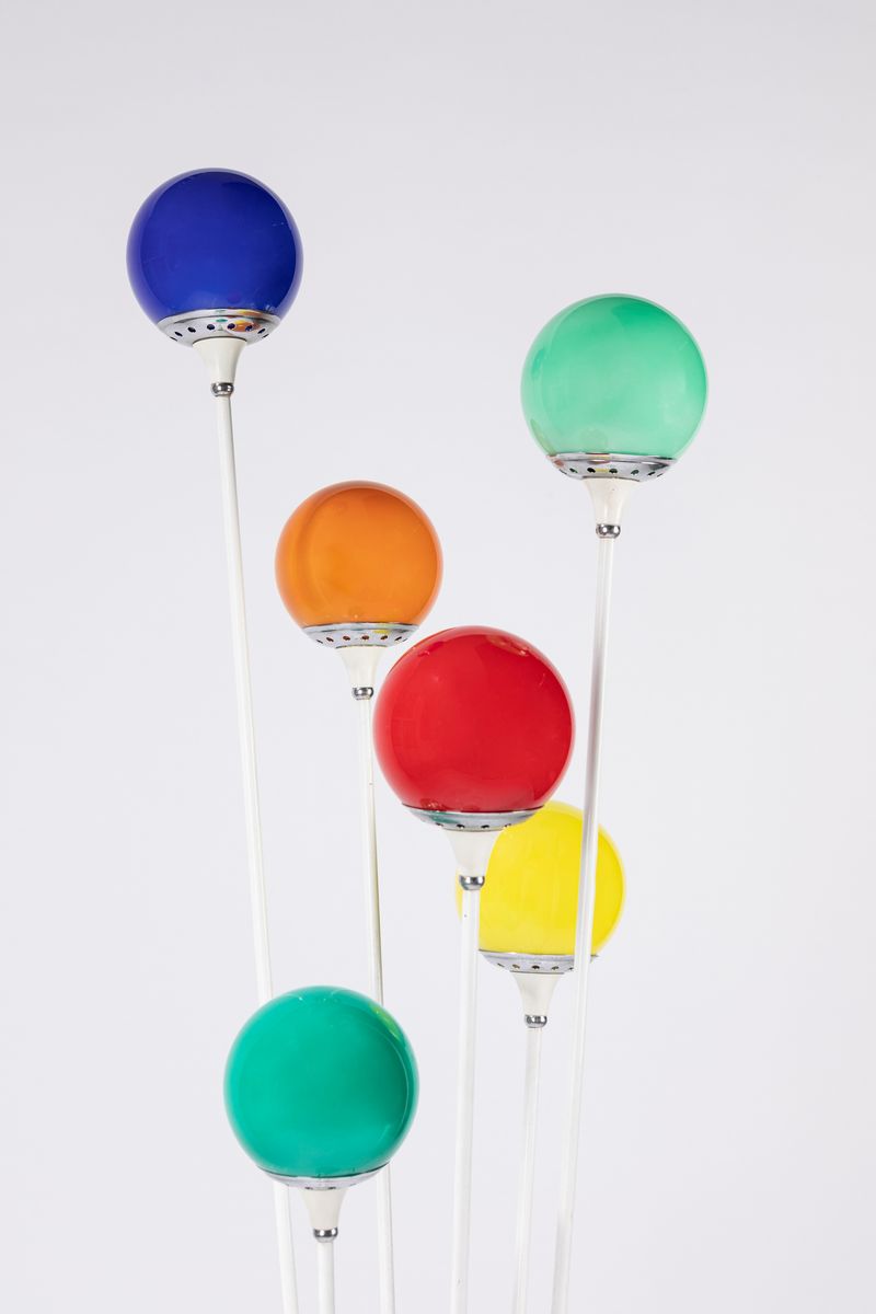 Stilnovo - Lampada da terra in metallo con base in marmo e dettagli in ottone, circa 1960