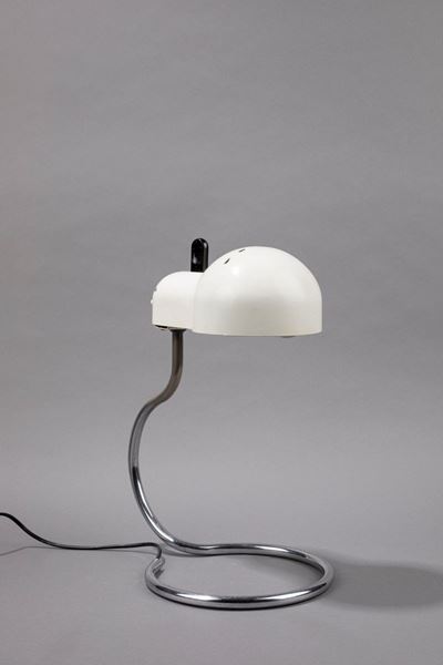 Lampada da tavolo Mini Topo, 1970, metallo verniciato bianco