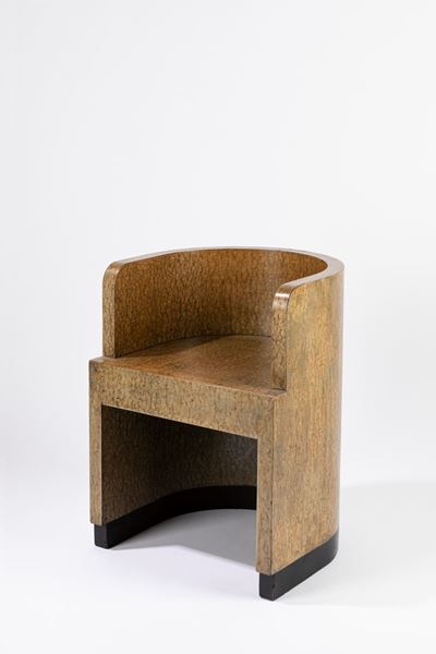 Giuseppe Pagano Pogatschnig e Gino Levi Montalcini, Poltrona in buxus con schienale ricurvo, 1928