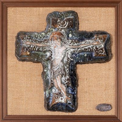 Crocifisso in ceramica smaltata