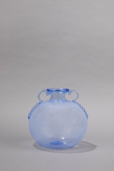 Vaso in vetro soffiato con inclusioni a bolla