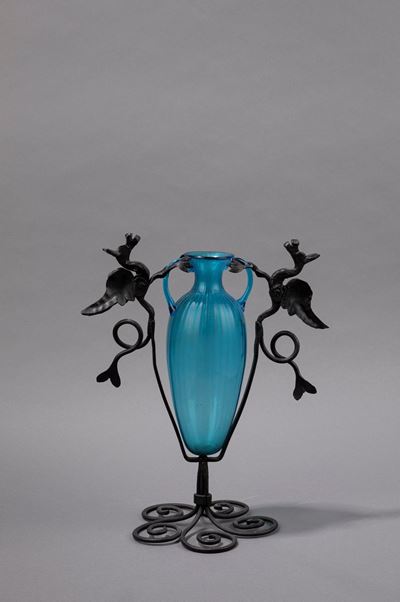 Umberto Bellotto, Vaso in ferro e vetro soffiato di Murano