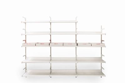 Alphamuro, sistema di scaffalature in alluminio, 1989