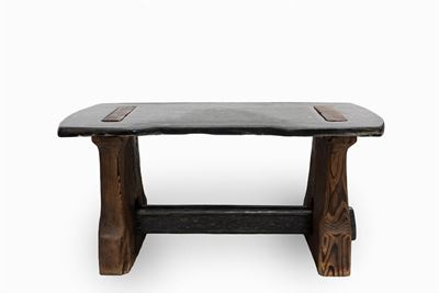 Tavolo scultura in marmo e legno
