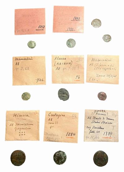 Collezione di 10 monete in bronzo del mondo greco e magno greco, comprendente Himera, Cartagine, ...