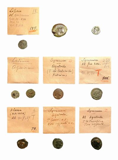Lotto di 10 Monete in Bronzo del Mondo Greco e Magno Greco con Bustine di Collezione