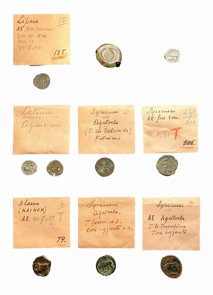 Lotto di 10 Monete in Bronzo del Mondo Greco e Magno Greco con Bustine di Collezione