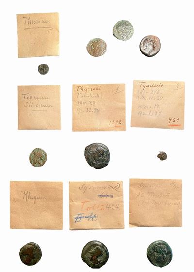 Lotto di 10 monete in bronzo del mondo greco e magno greco, incluse Tyndaris, Thurium e Rhegium