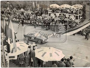 Photograph from the Mille Miglia in 1959 of the Alfa Romeo Giulietta Sprint #25